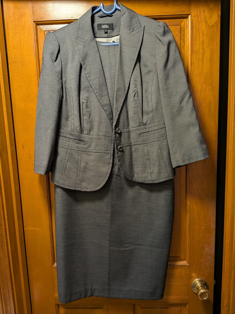 Marks And Spencer Gray Two-Piece Skirt Suit